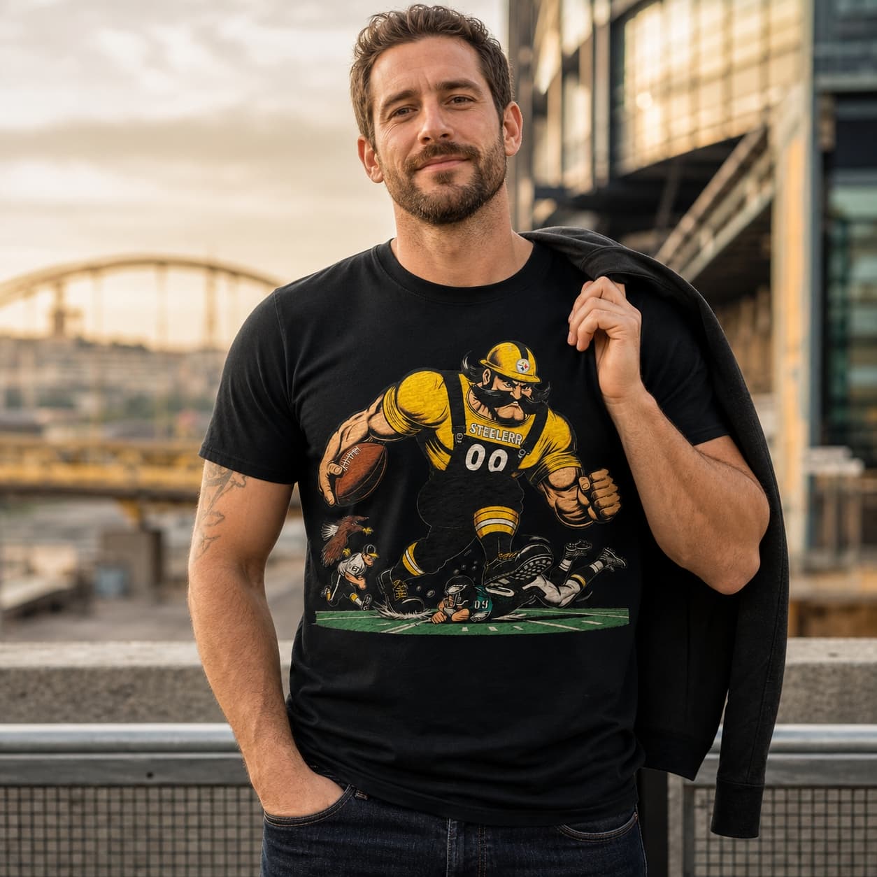 Pittsburgh Steelers vs. Philadelphia Eagles Retro Rivalry Steely McBeam Football 1991 Artwork Shirt