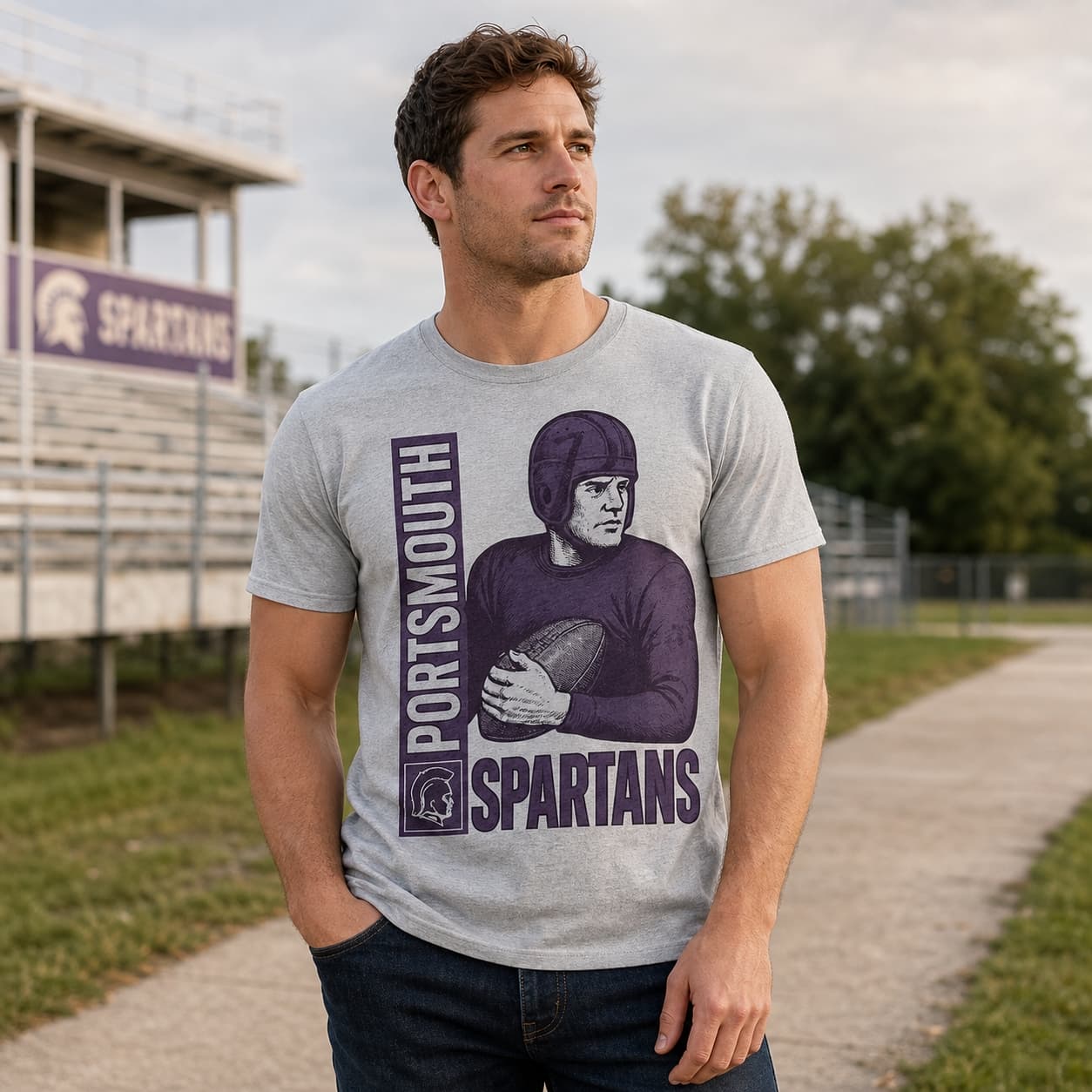 Portsmouth Spartans Rare Retro Football 1931 Artwork Shirt