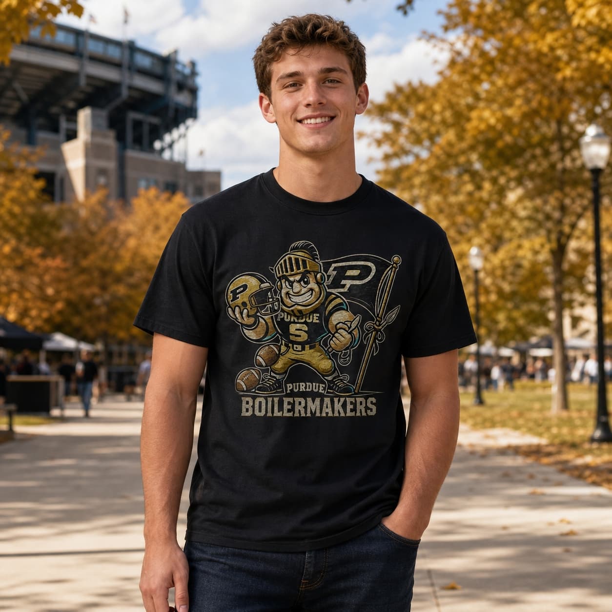 Purdue Boilermakers Exclusive Retro Football Flag Artwork Shirt