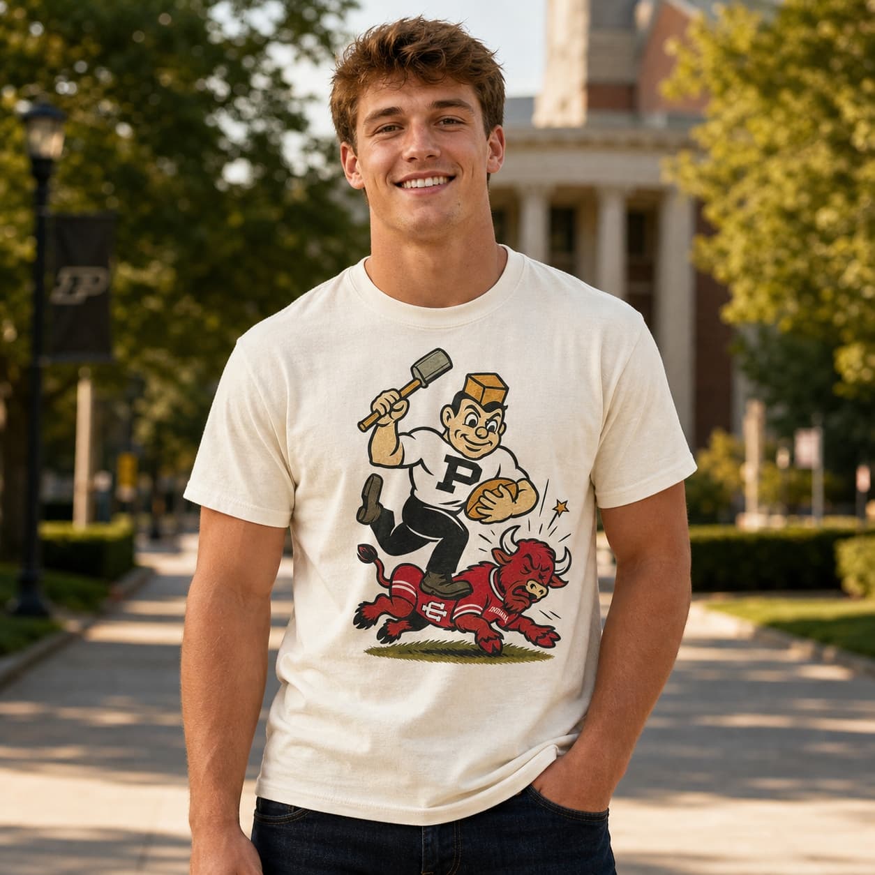 Purdue Boilermakers vs. Indiana Hoosiers Retro Rivals Week Football Artwork Shirt