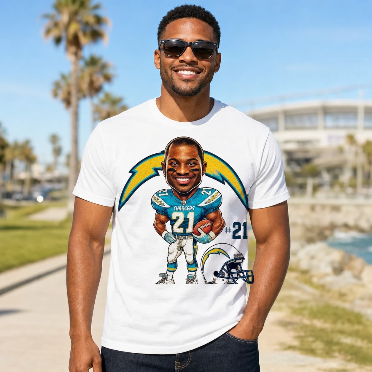 San Diego Chargers LaDainian Tomlinson Exclusive Retro Football 2001 Artwork Shirt