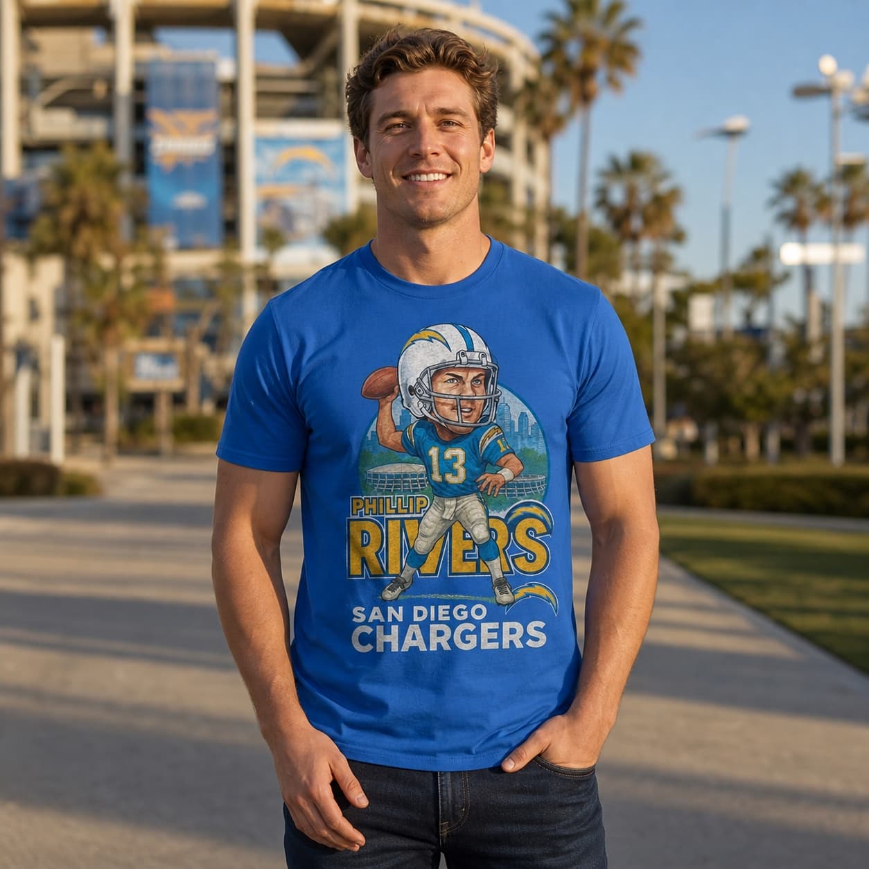 San Diego Chargers Phillip Rivers Exclusive Retro Football City Artwork Shirt