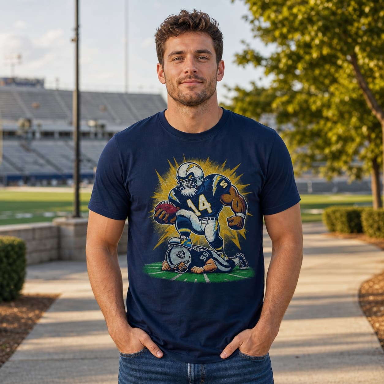 San Diego Chargers vs. Oakland Raiders Retro Rivalry Football Mascot 1985 Artwork Shirt