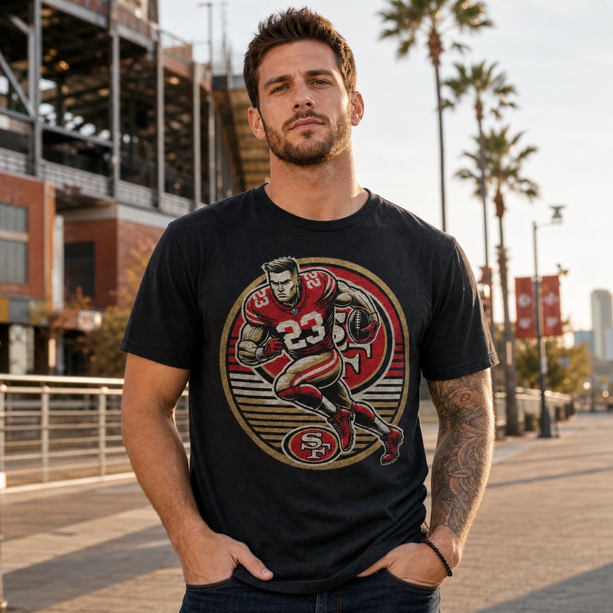San Francisco 49ers Exclusive Retro Football Circle Artwork Shirt