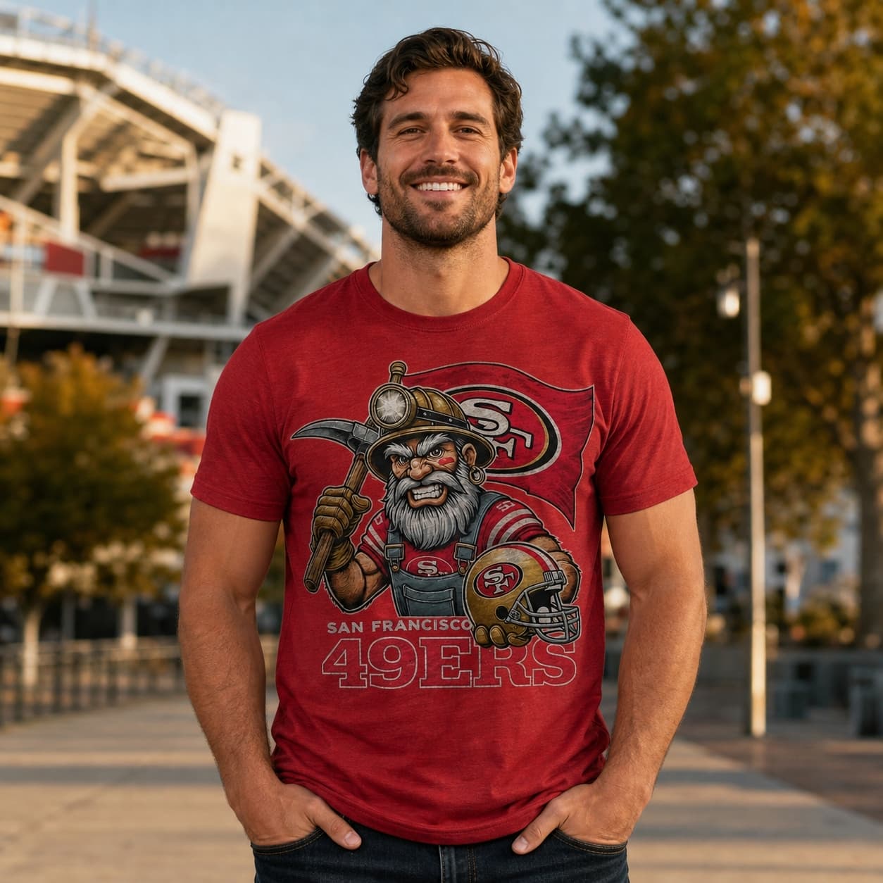 San Francisco 49ers Exclusive Retro Football Flag Artwork Shirt