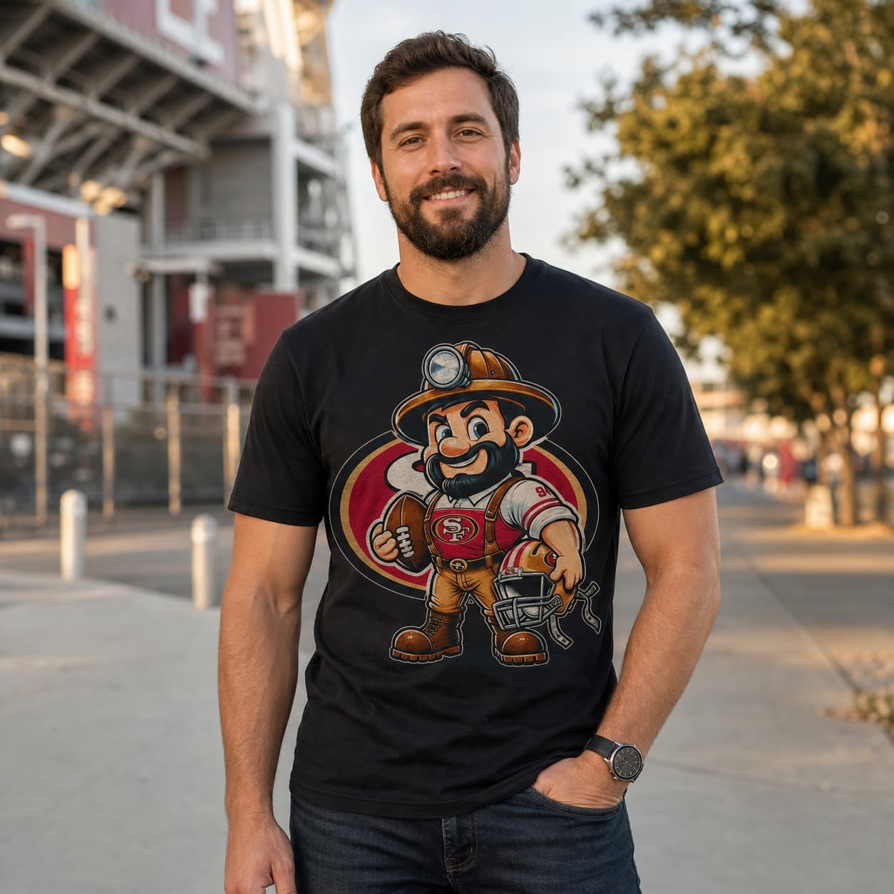 San Francisco 49ers Exclusive Retro Football Helmet Artwork Shirt