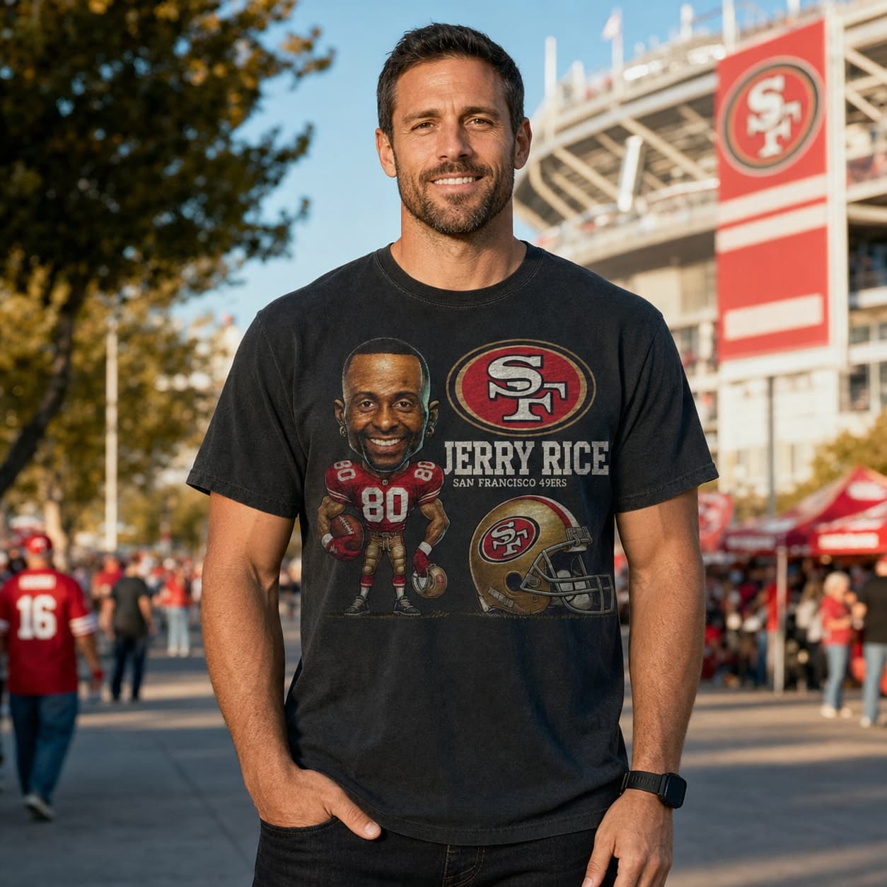 San Francisco 49ers Jerry Rice Exclusive Retro Football 1989 Artwork Shirt