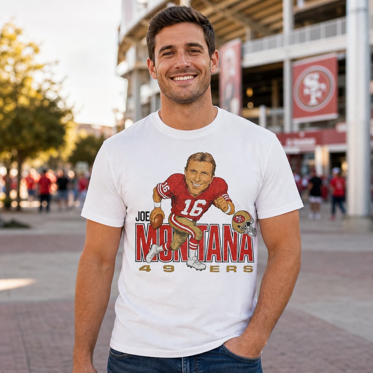 San Francisco 49ers Joe Montana Exclusive Retro Football 1985 Artwork Shirt