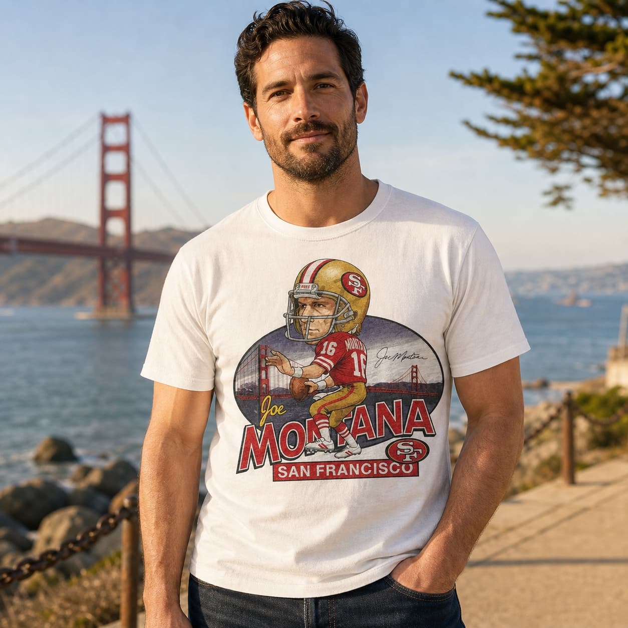 San Francisco 49ers Joe Montana Retro Football 1985 Artwork Shirt