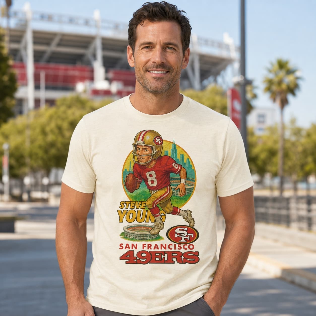 San Francisco 49ers Steve Young Exclusive Retro Football City Artwork Shirt