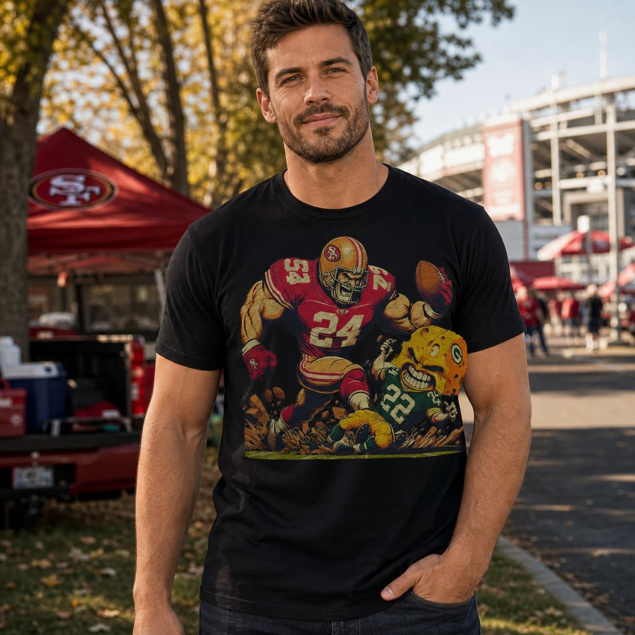 San Francisco 49ers vs. Green Bay Packers Retro Rivalry Football Mascot 1989 Artwork Shirt