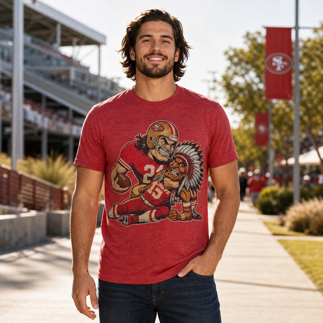 San Francisco 49ers vs. Kansas City Chiefs Retro Rivalry Football Champs Mascots Artwork Shirt