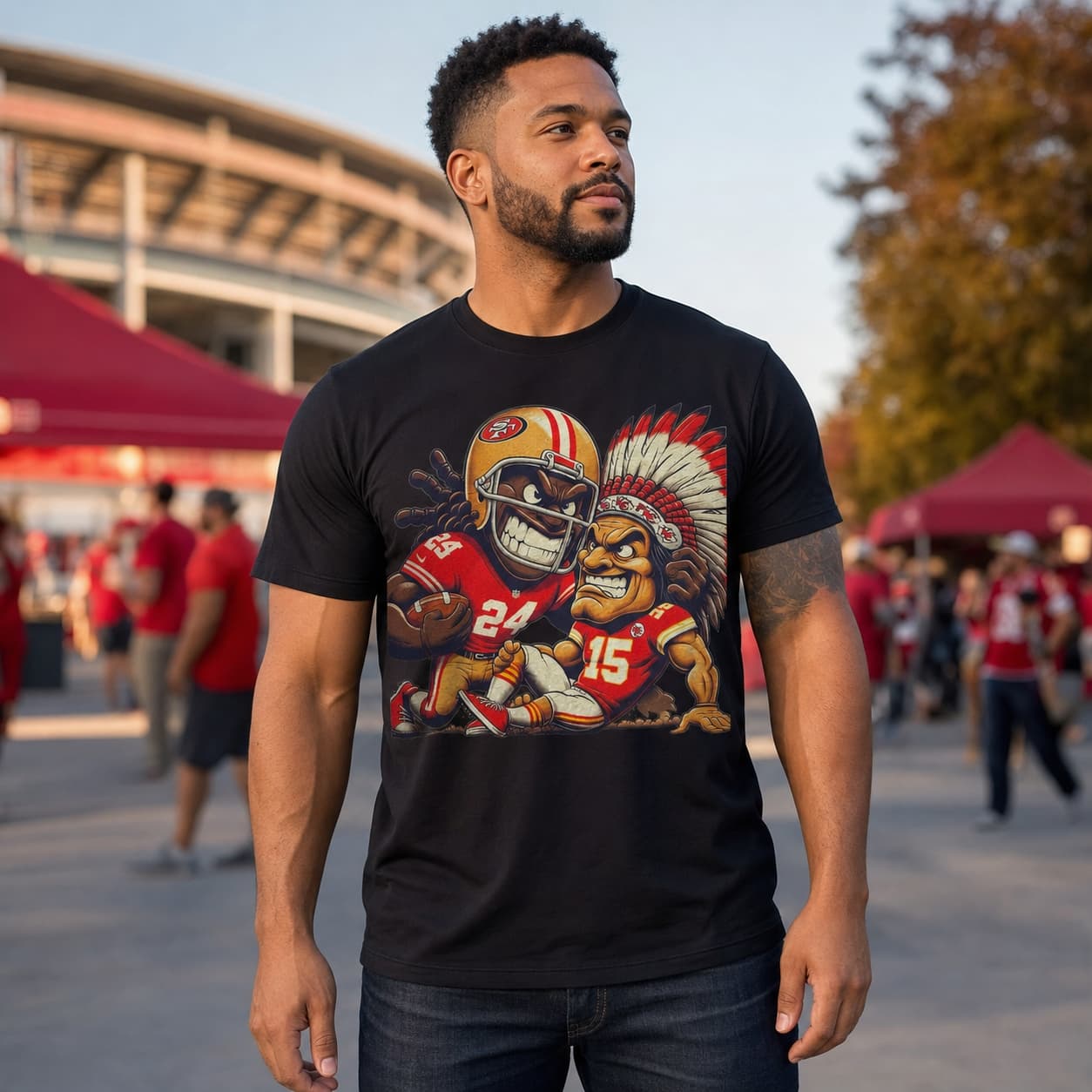 San Francisco 49ers vs. Kansas City Chiefs Retro Rivalry Football Helmet Mascots Artwork Shirt