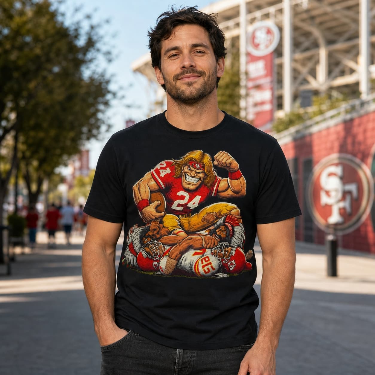 San Francisco 49ers vs. Kansas City Chiefs Retro Rivalry Football Smashing Mascots Artwork Shirt