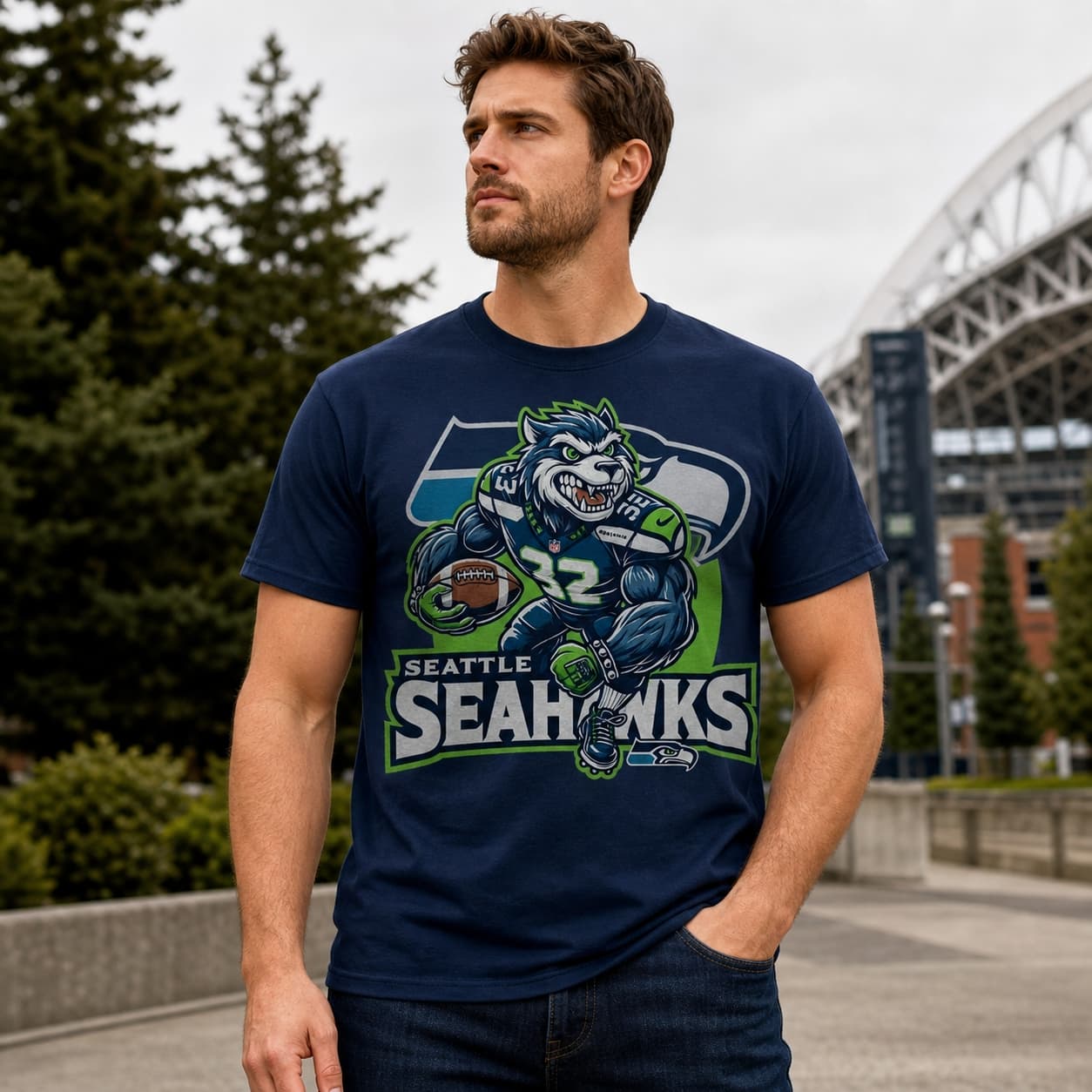 Seattle Seahawks Exclusive Retro Football Blitz Artwork Shirt