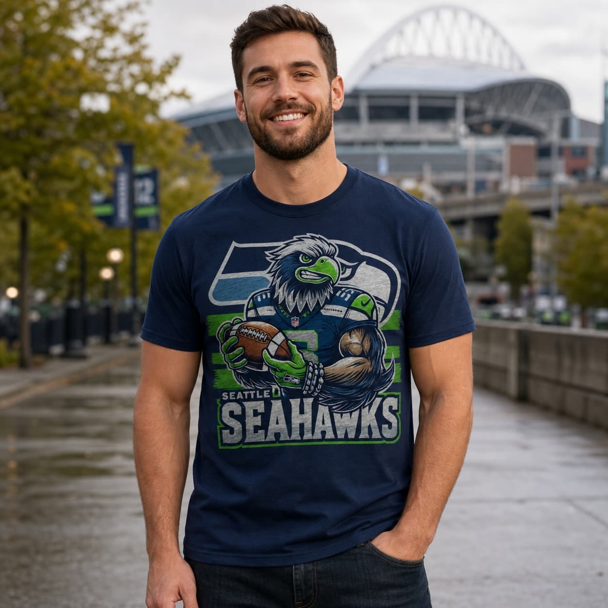 Seattle Seahawks Exclusive Retro Football Boom Artwork Shirt
