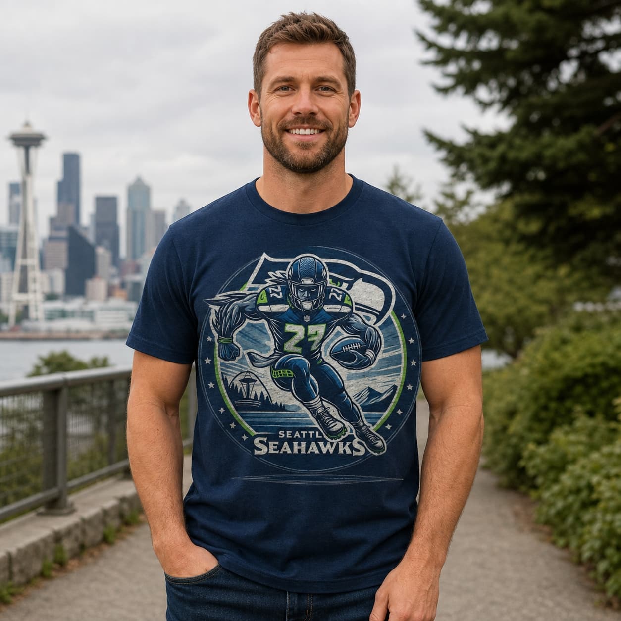 Seattle Seahawks Exclusive Retro Football Circle Artwork Shirt