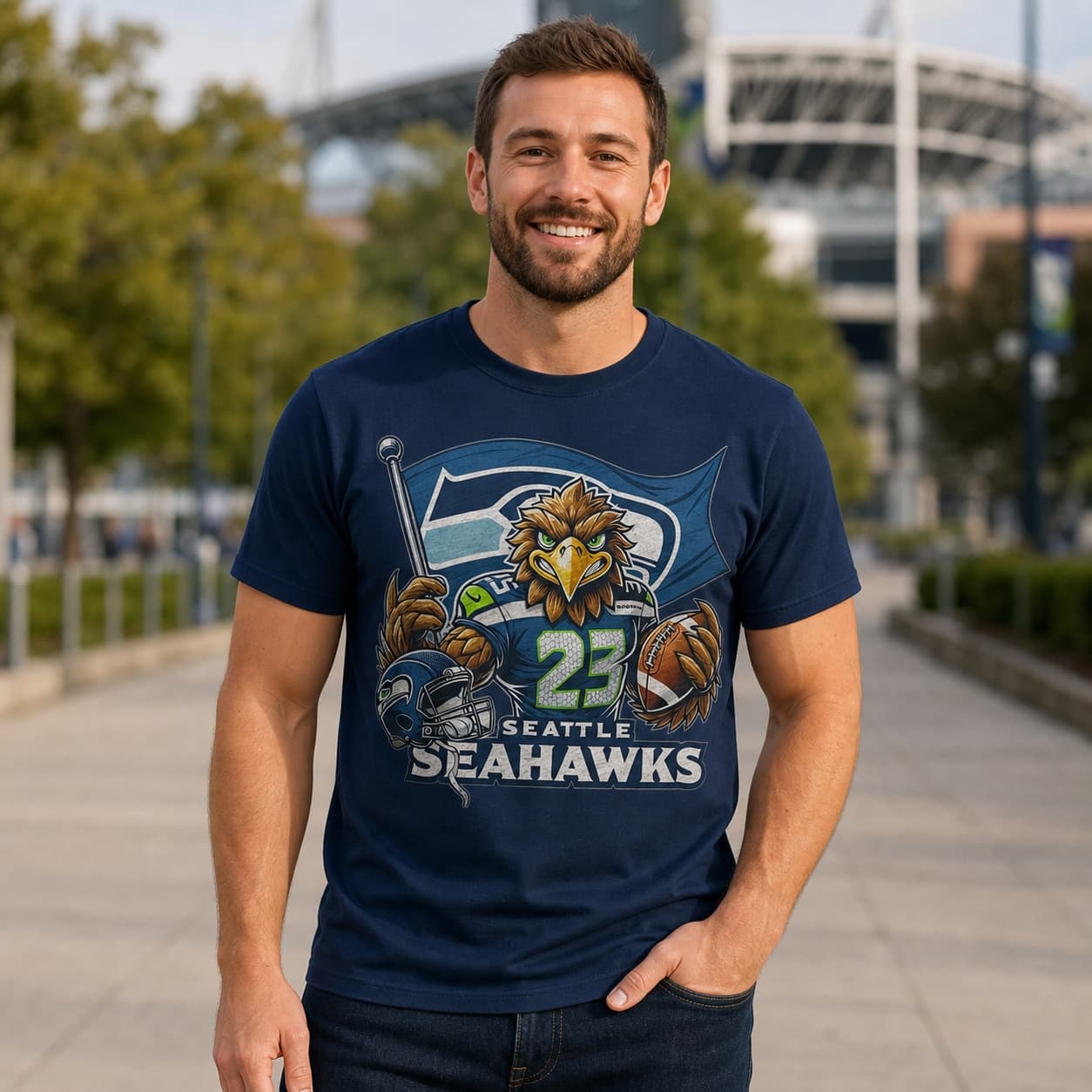 Seattle Seahawks Exclusive Retro Football Flag Artwork Shirt