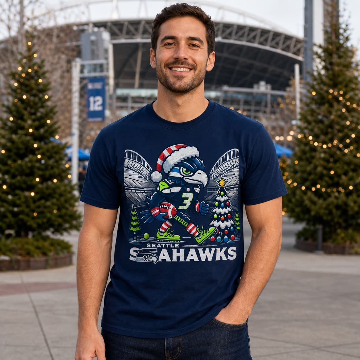 Seattle Seahawks Holiday Exclusive Retro Football Artwork Shirt