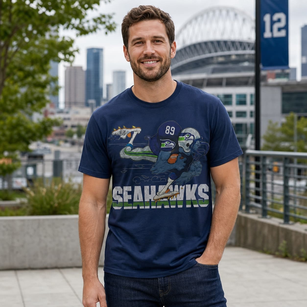 Seattle Seahawks Mascot Retro Football 1991 Artwork Shirt
