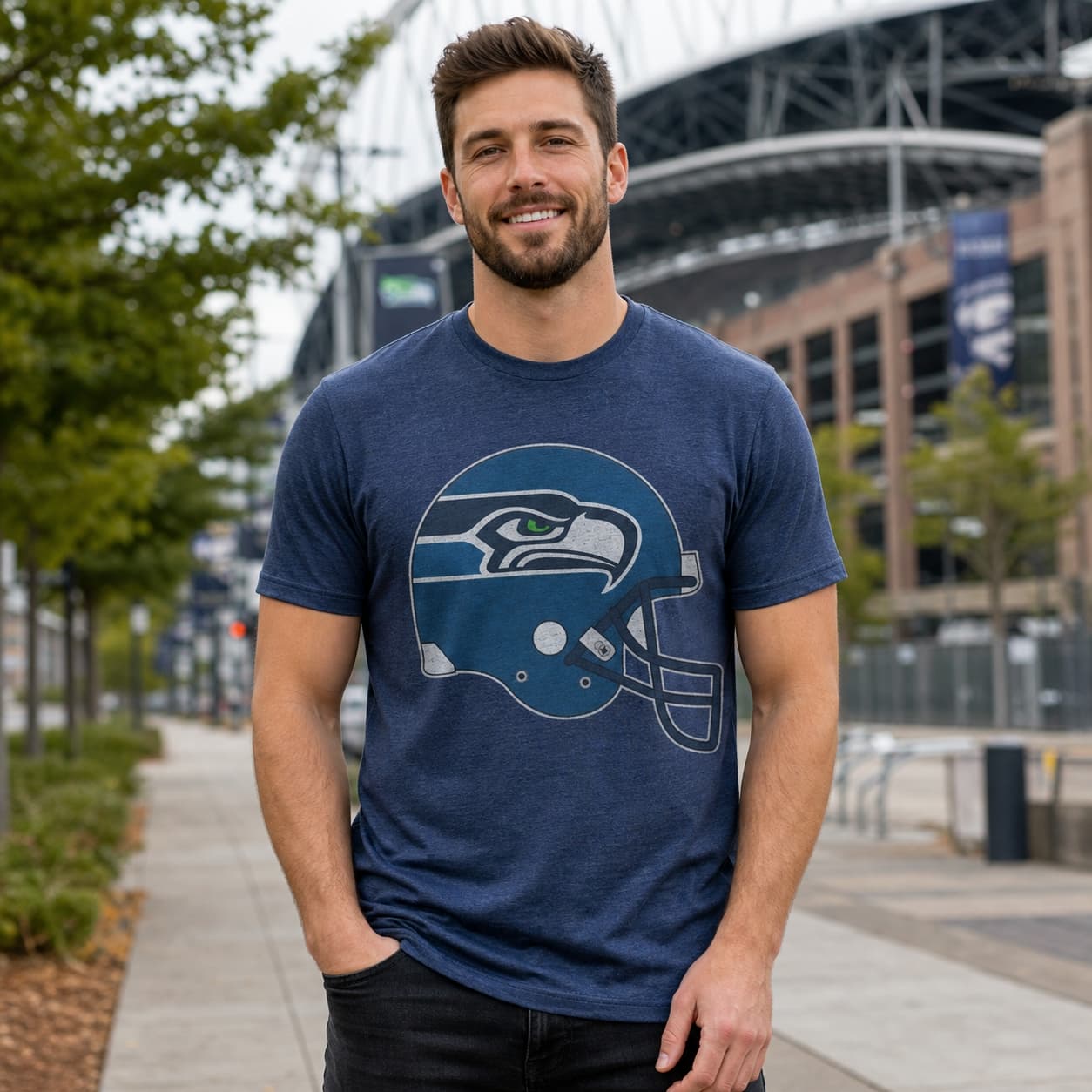 Seattle Seahawks Retro Football Helmet 1998 Artwork Shirt