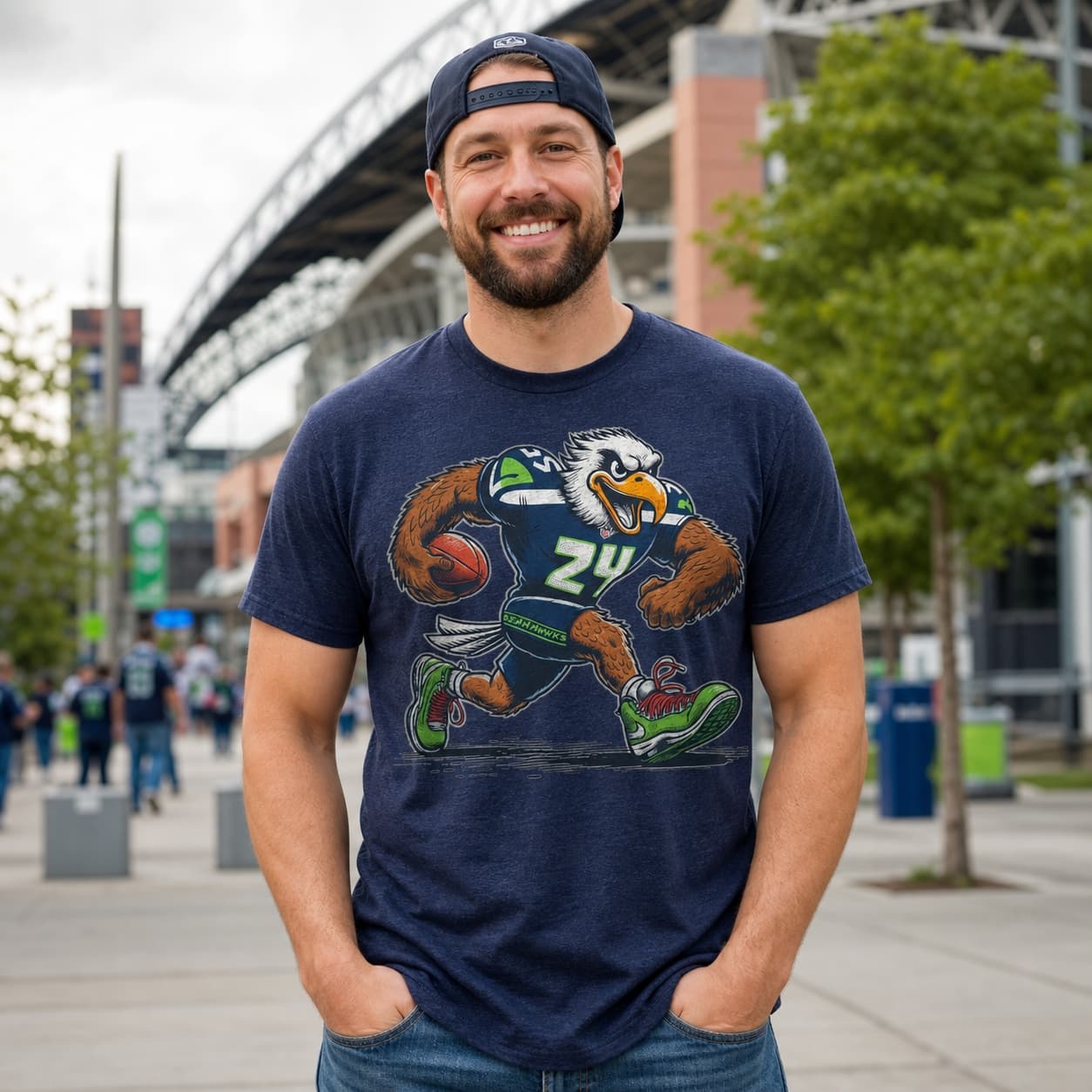 Seattle Seahawks Retro Football Mascot Artwork Shirt