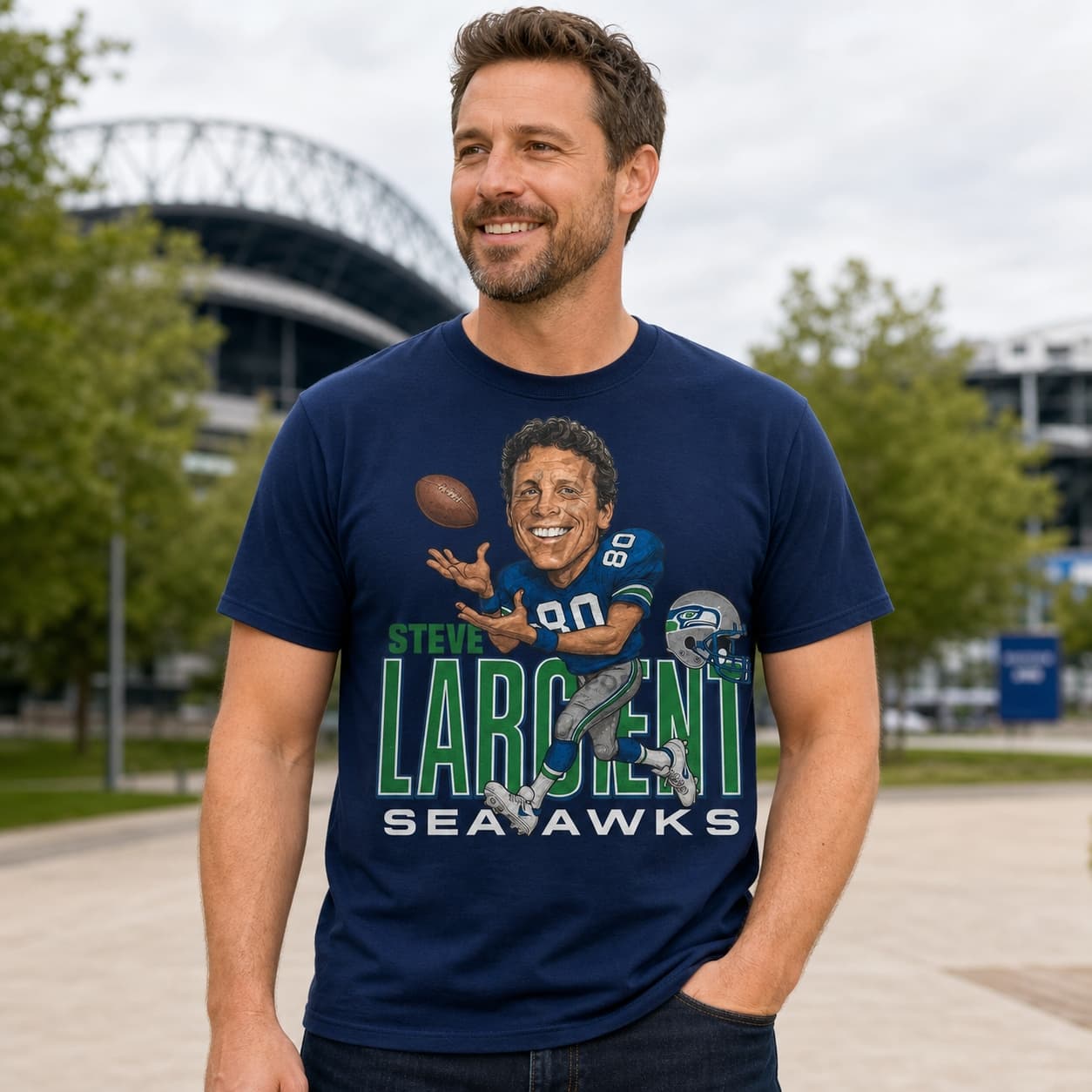 Seattle Seahawks Steve Largent Retro Football 1987 Artwork Shirt