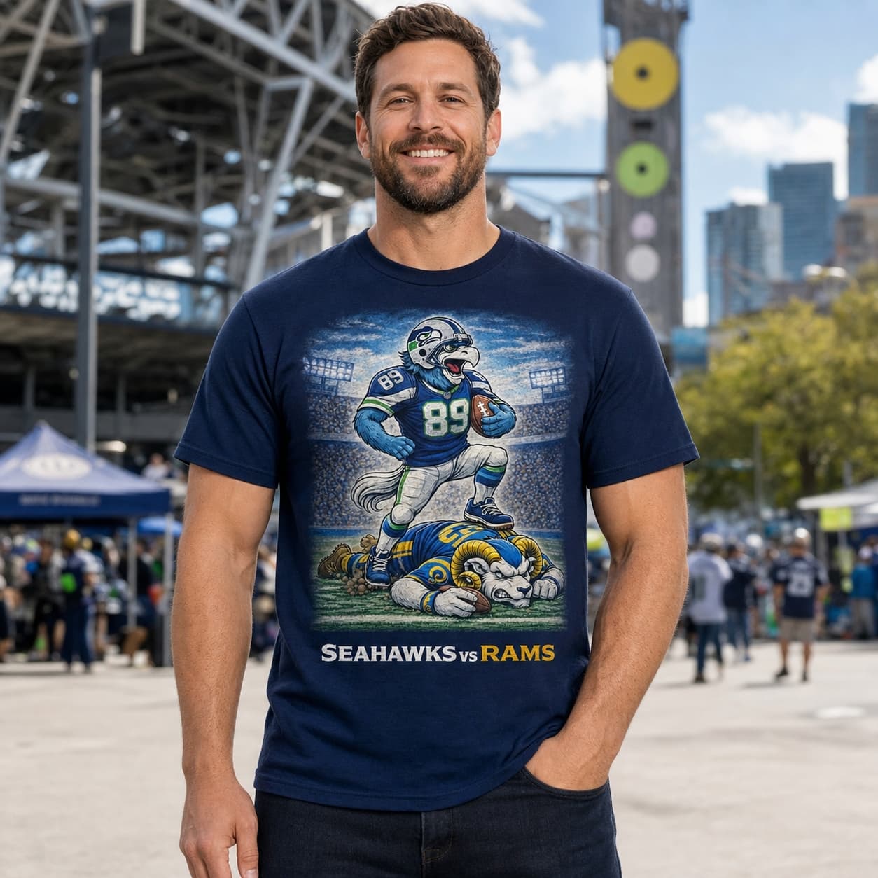 Seattle Seahawks vs. Los Angeles Rams Rivals Football T-Shirt