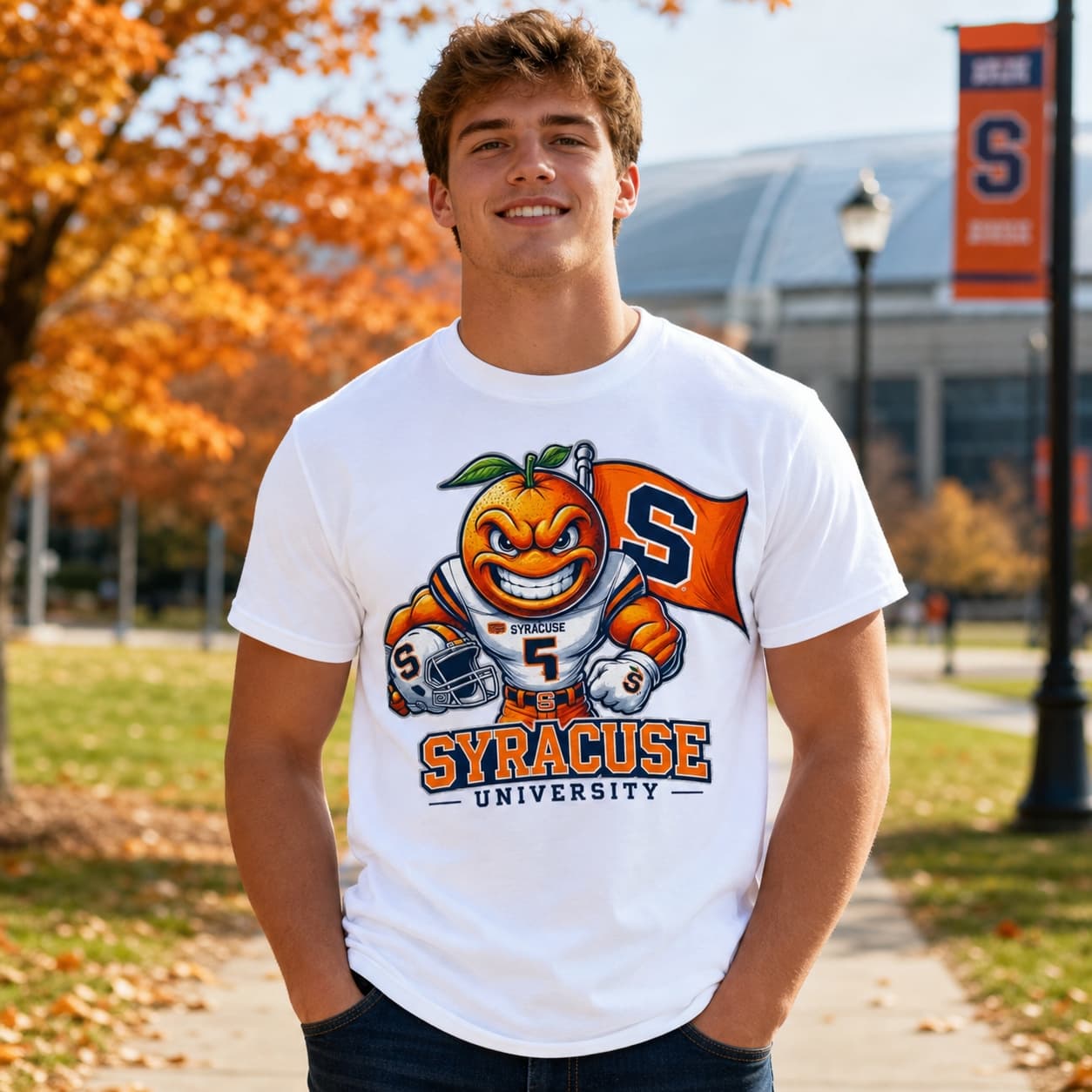 Syracuse Orange Exclusive Retro Football Flag Artwork Shirt