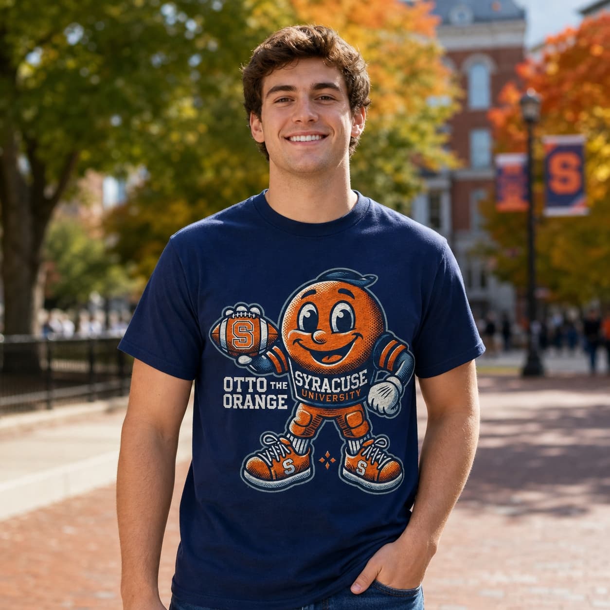 Syracuse Orange Exclusive Retro Football Otto Mascot Artwork Shirt