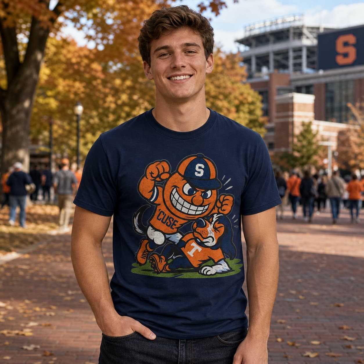 Syracuse Orange vs. Tennessee Volunteers Exclusive Retro Rivals Football Artwork Shirt