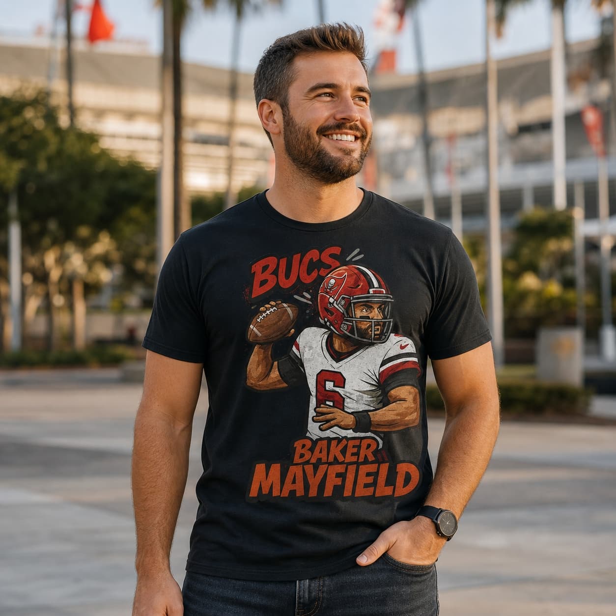 Tampa Bay Buccaneers Baker Mayfield Exclusive Caricature Football Artwork Shirt