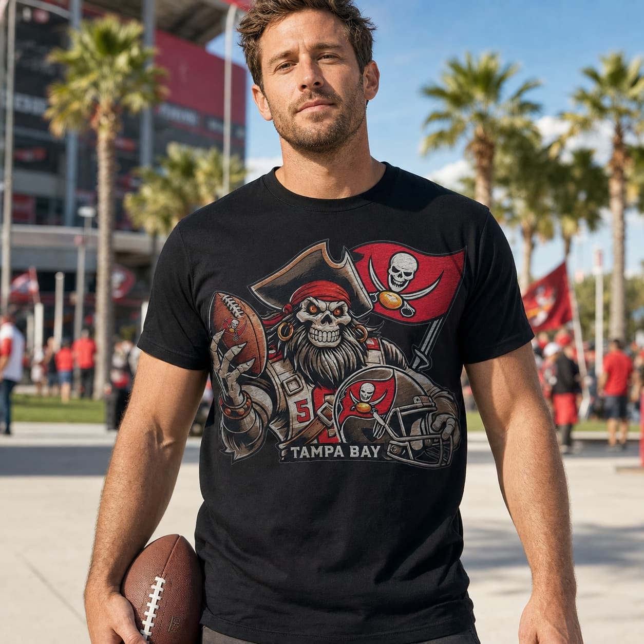 Tampa Bay Buccaneers Exclusive Retro Football Flag Artwork Shirt