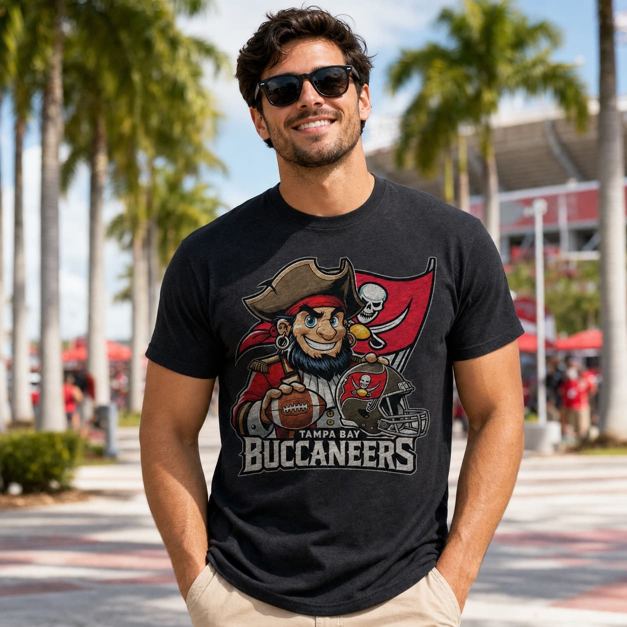 Tampa Bay Buccaneers Exclusive Retro Football Helmet Artwork Shirt