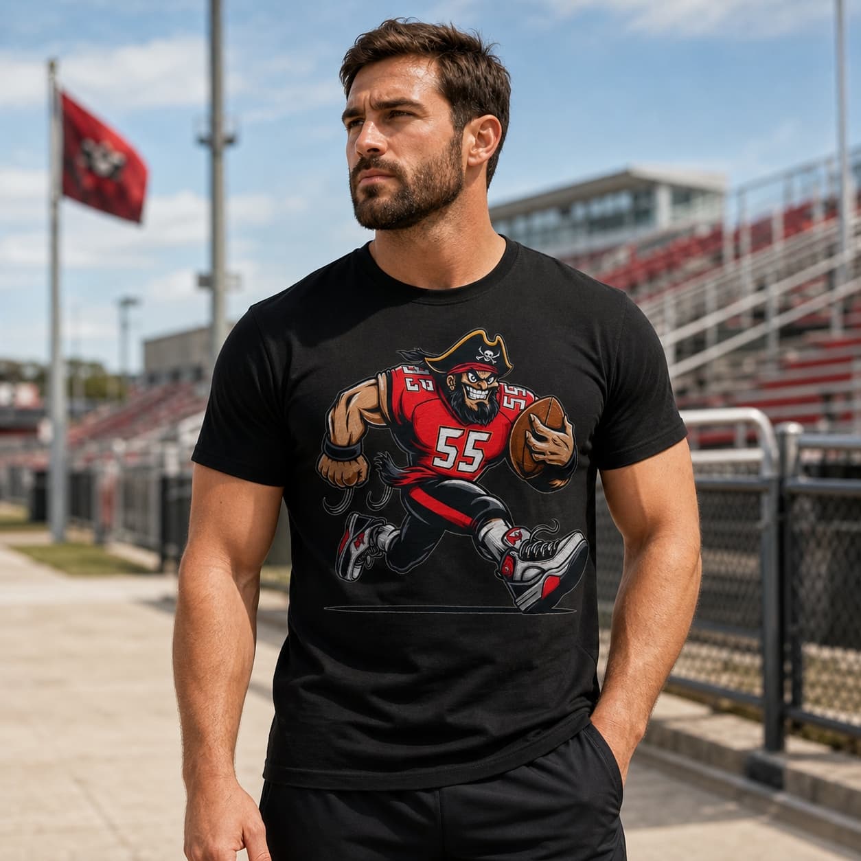 Tampa Bay Buccaneers Ferocious Retro Football Mascot Artwork Shirt