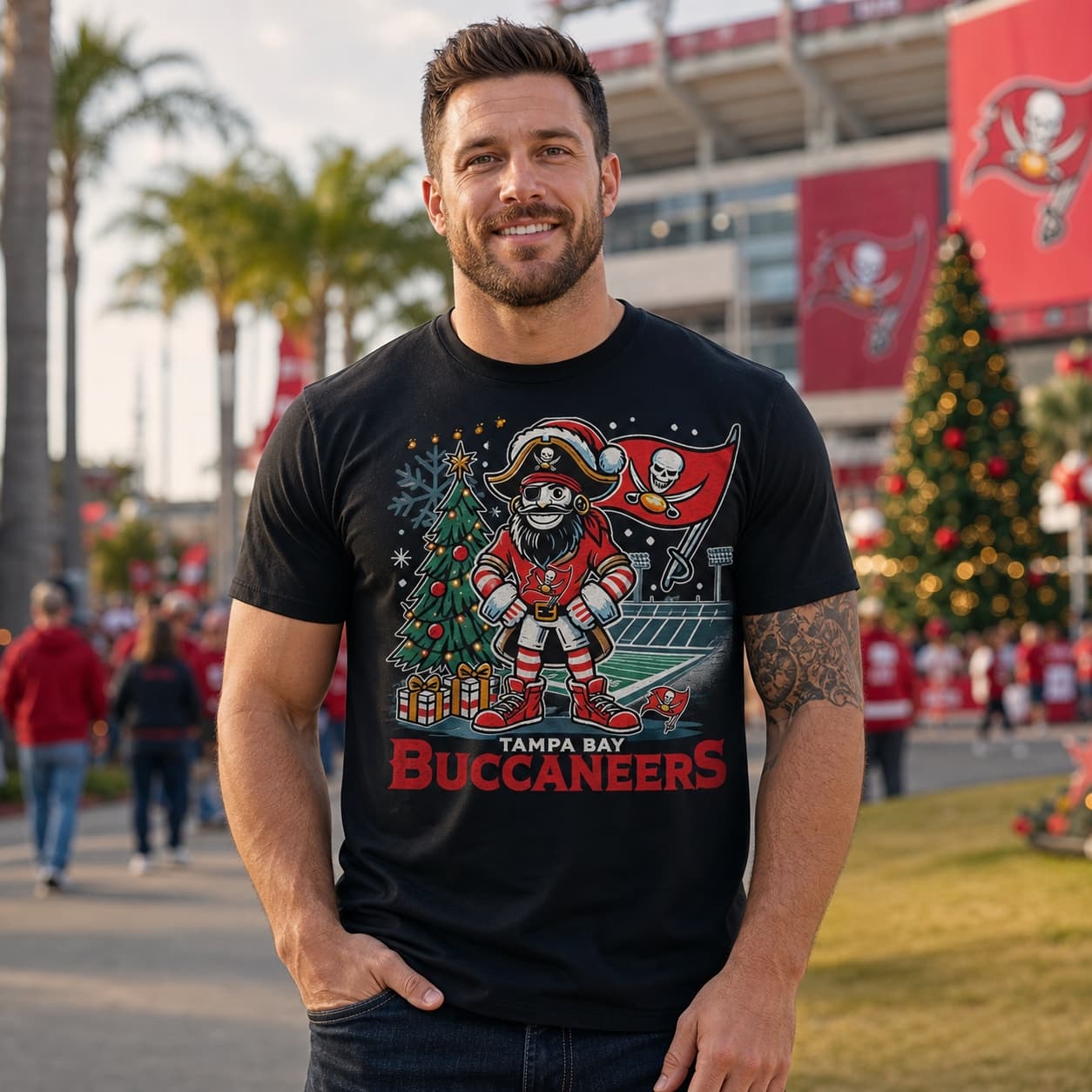 Tampa Bay Buccaneers Holiday Exclusive Retro Football Artwork Shirt