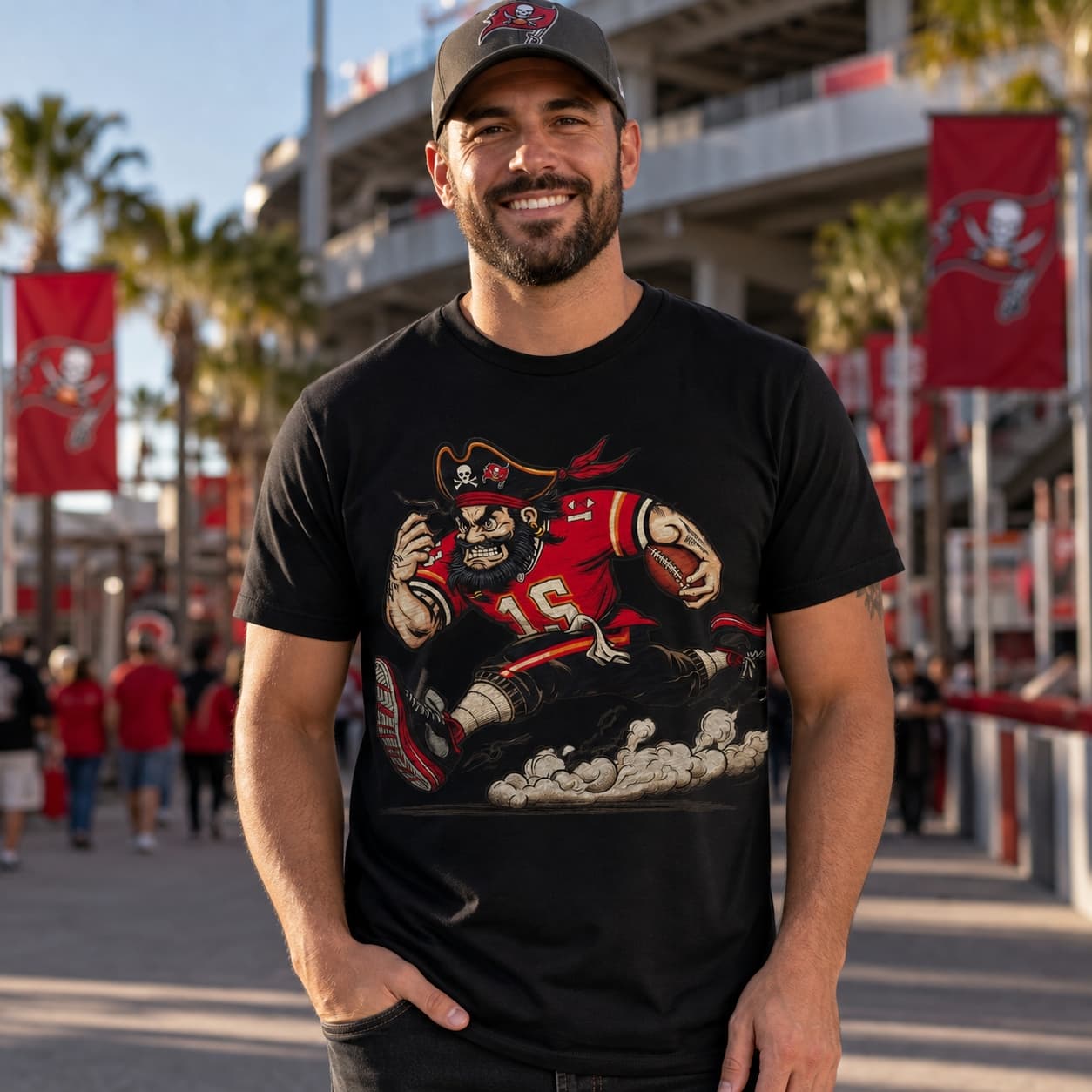 Tampa Bay Buccaneers Retro Football Mascot Artwork Shirt