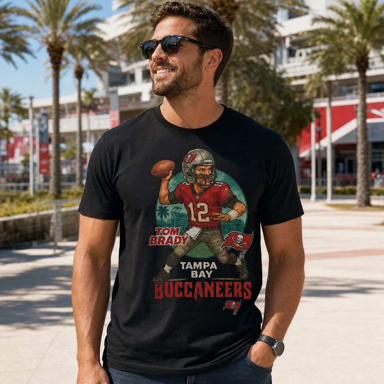 Tampa Bay Buccaneers Tom Brady Exclusive Retro Football City Artwork Shirt