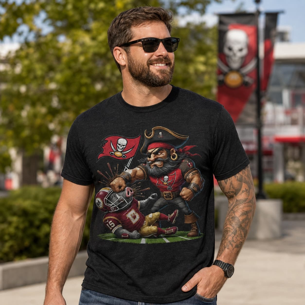 Tampa Bay Buccaneers vs. Washington Commanders Exclusive Retro Rivalries Football Punch Artwork Shirt