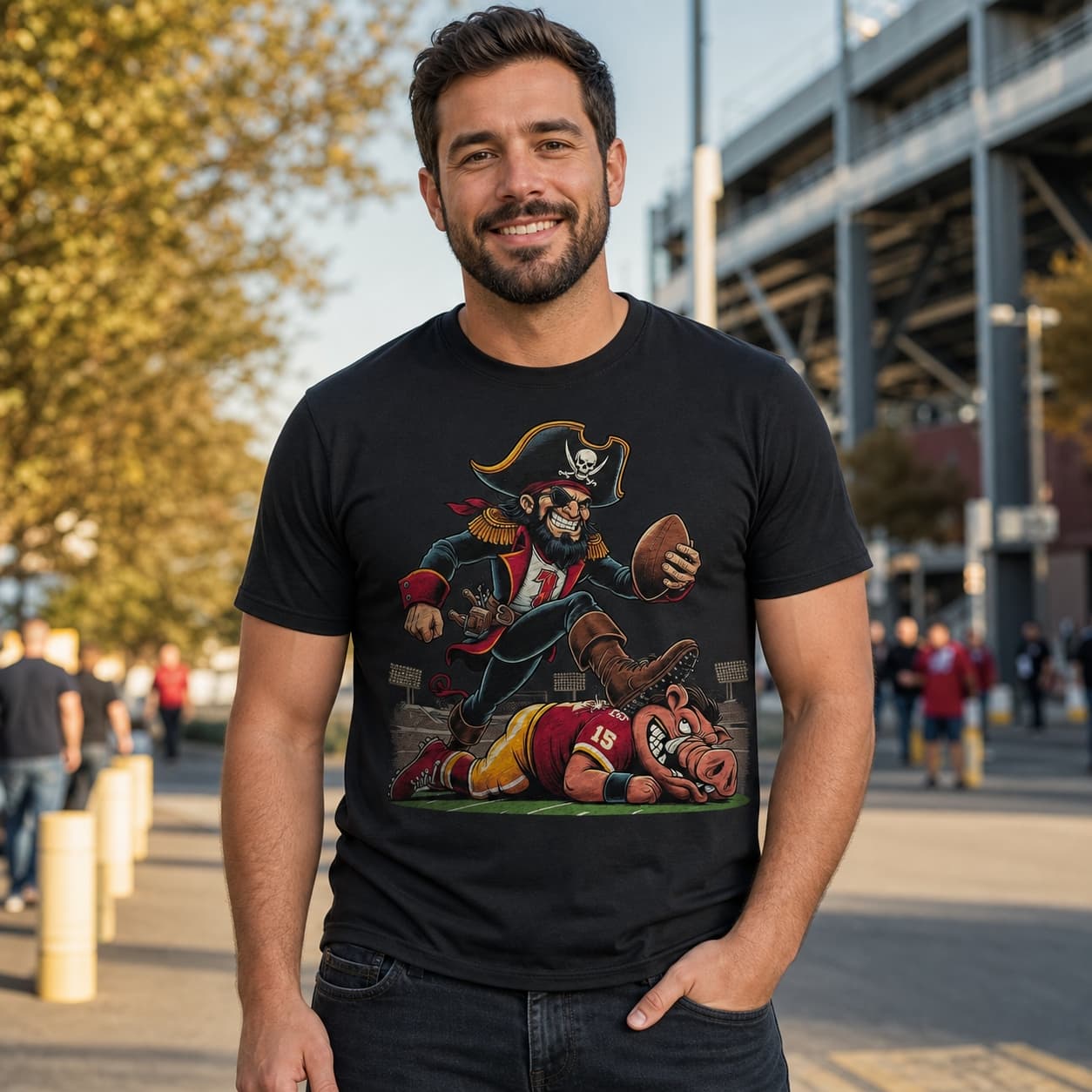Tampa Bay Buccaneers vs. Washington Redskins Commanders Retro Rivalry Football Artwork Shirt