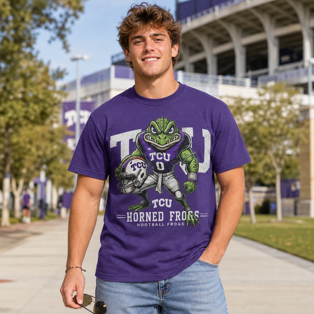 TCU Horned Frogs Exclusive Retro Football Helmet Artwork Shirt