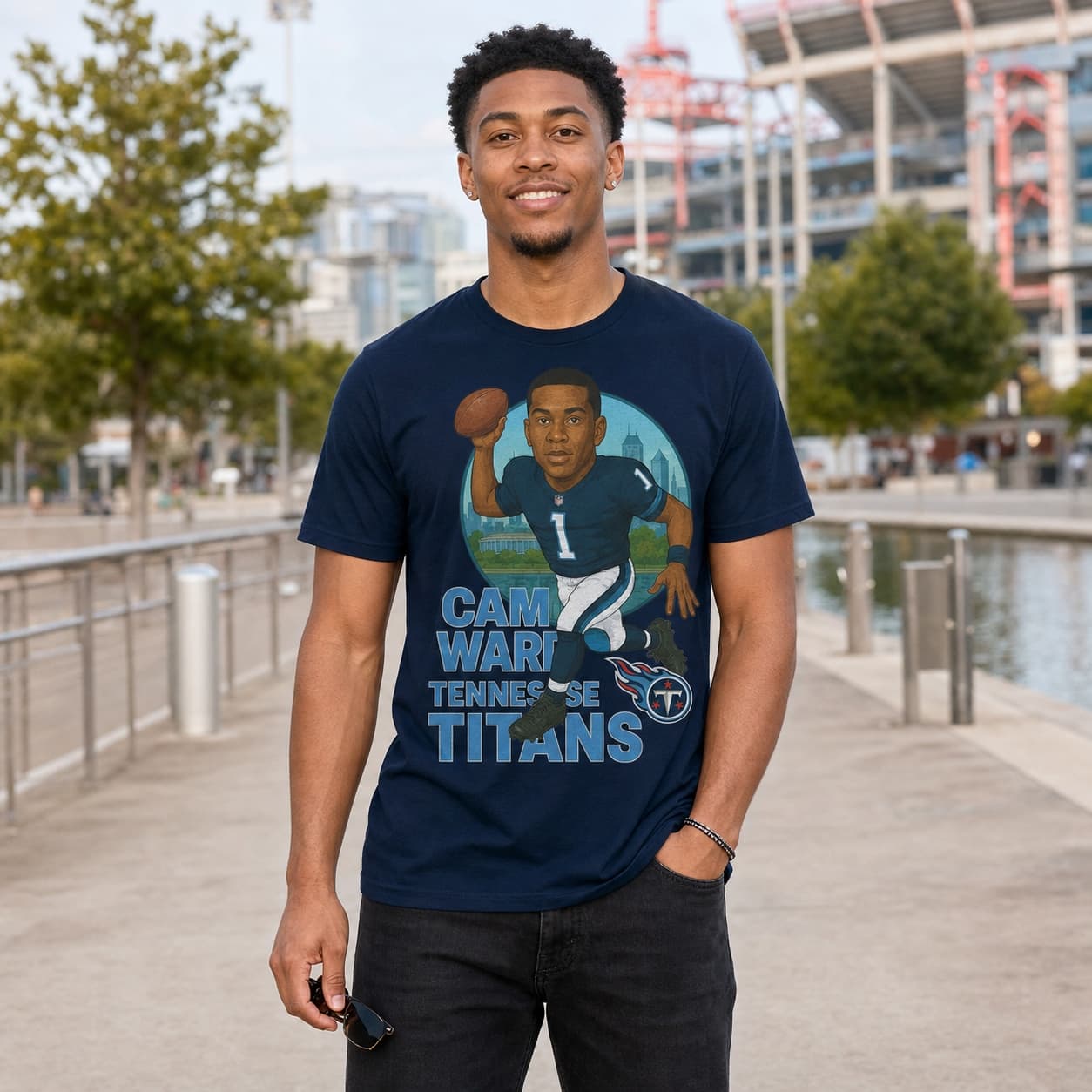 Tennessee Titans Cam Ward Exclusive Retro Football City Artwork Shirt