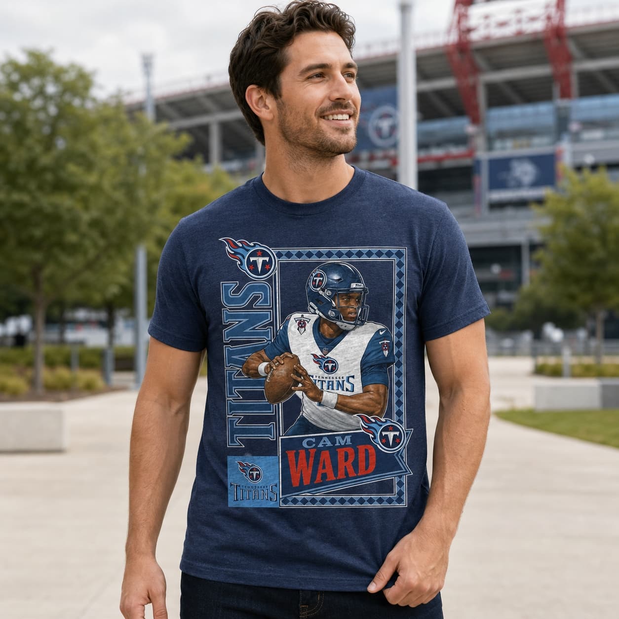 Tennessee Titans Cam Ward Exclusive Retro RC Football Artwork Shirt