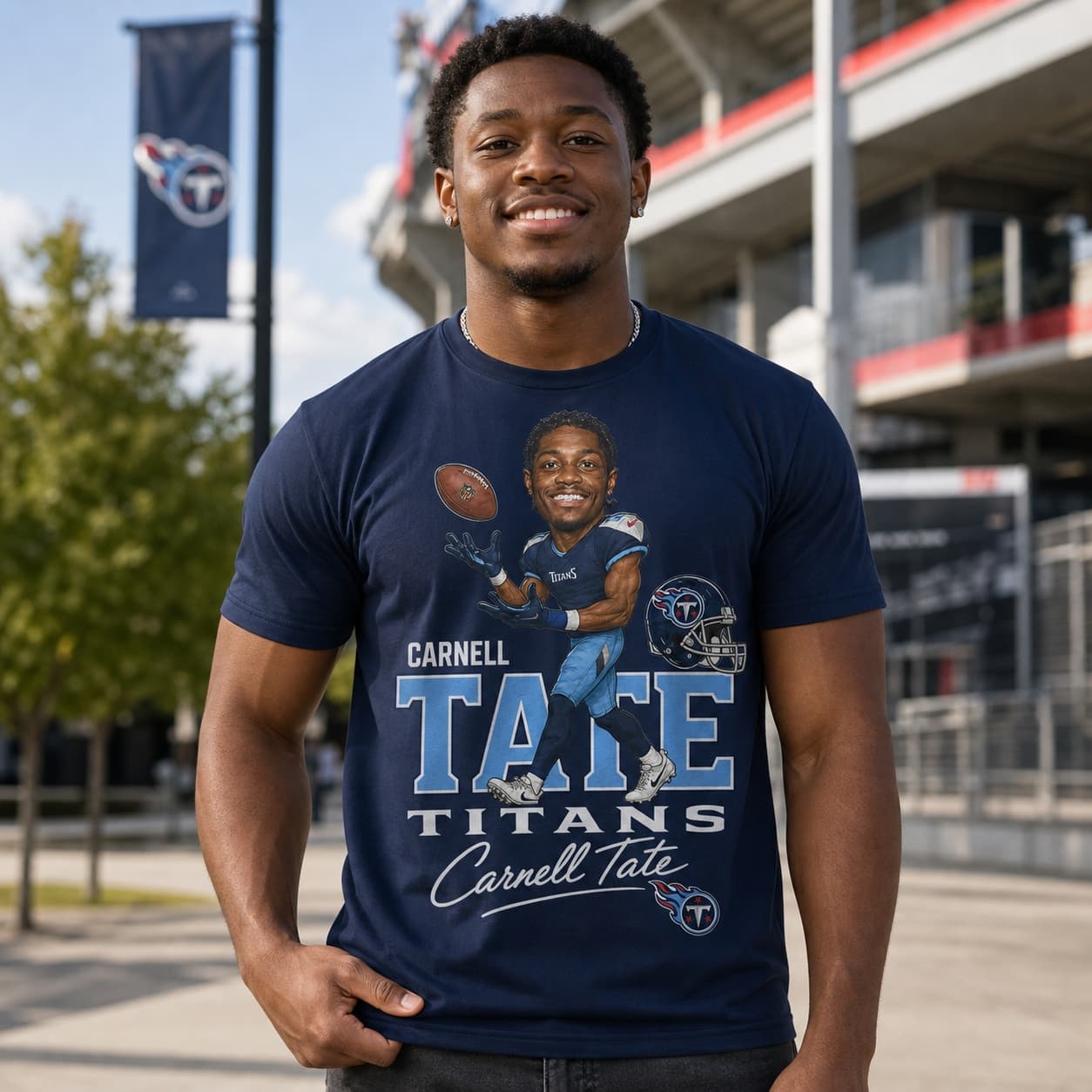 Tennessee Titans Carnell Tate Draft Football T-Shirt
