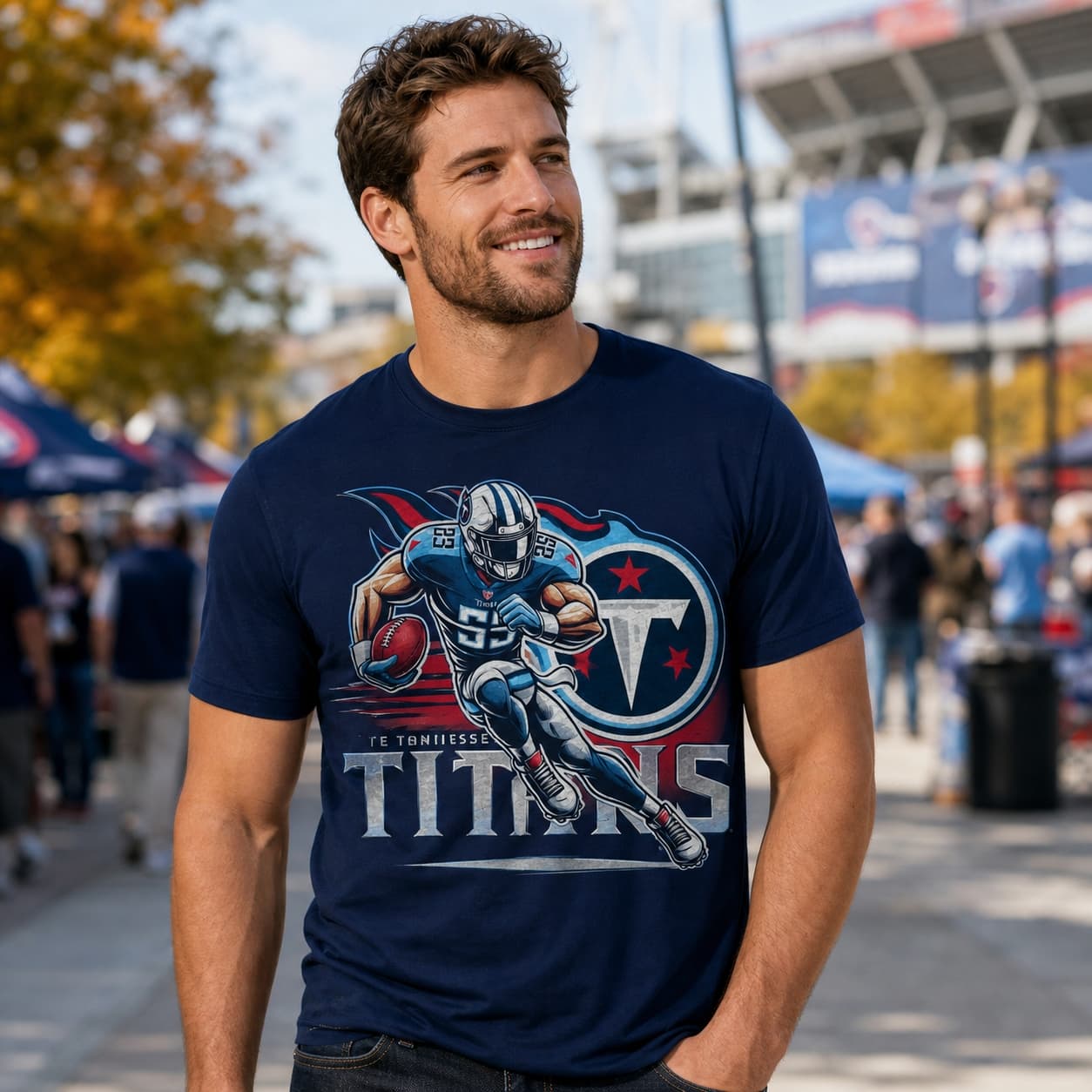 Tennessee Titans Exclusive Retro Football Running Artwork Shirt