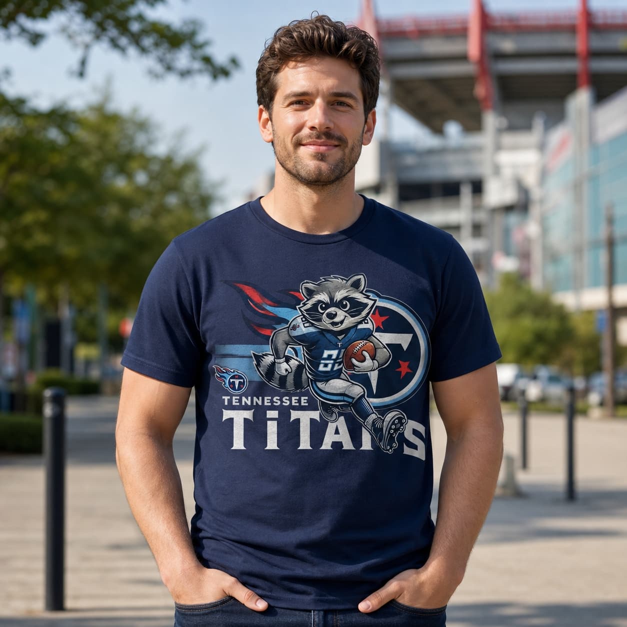 Tennessee Titans Exclusive Retro Football Running Mascot Artwork Shirt