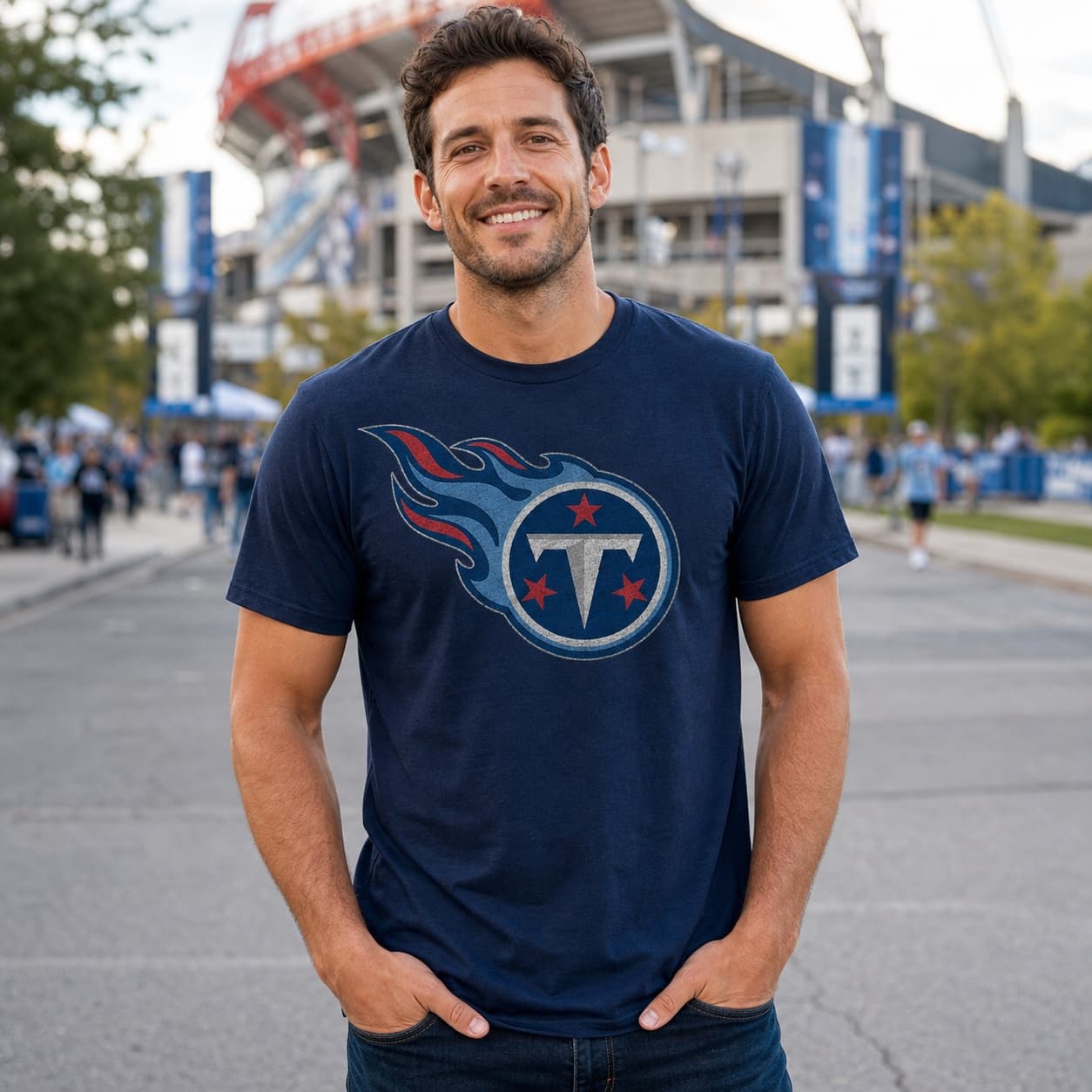 Tennessee Titans Retro Football 1999 Artwork Heather T-Shirt