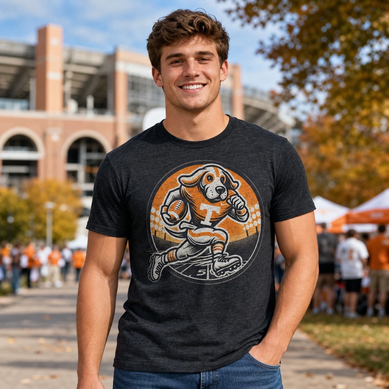 Tennessee Volunteers Exclusive Retro Football Circle Artwork Shirt