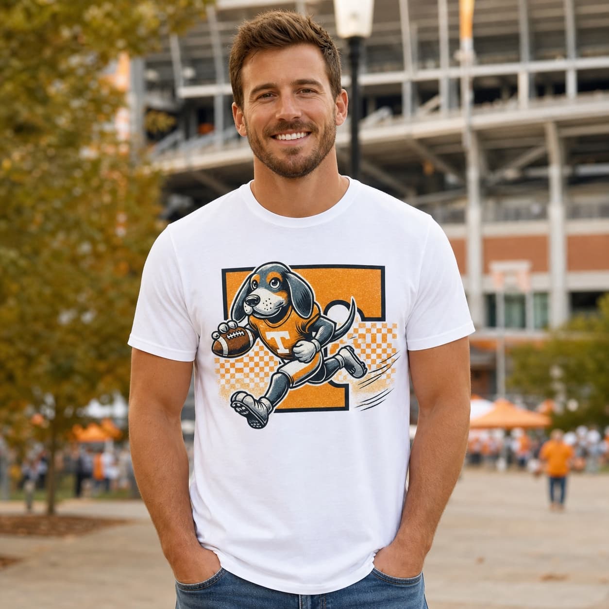 Tennessee Volunteers Exclusive Retro Football TD Run Artwork Shirt