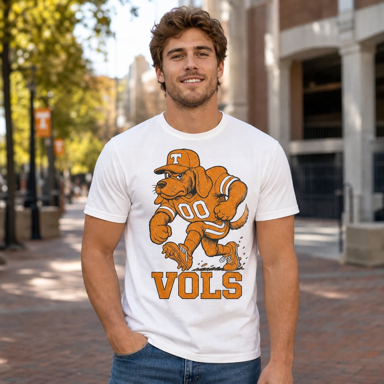 Tennessee Volunteers Hound Mascot Retro Football 1993 Artwork Shirt